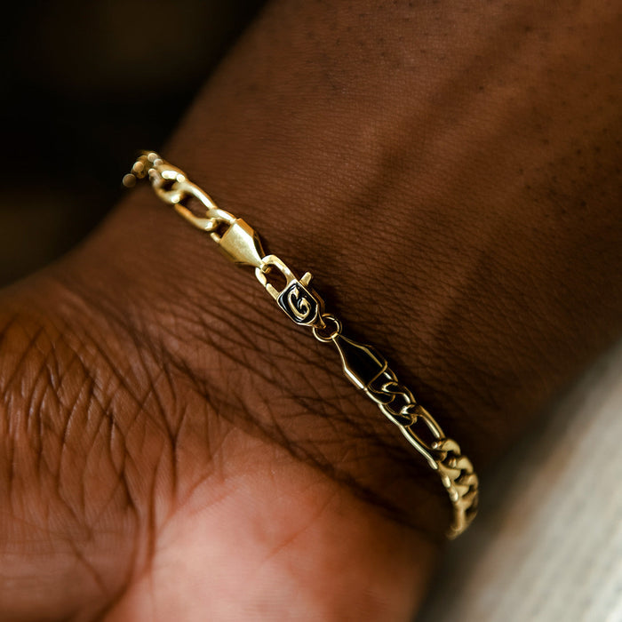 Figaro Bracelet in Yellow Gold- 4mm