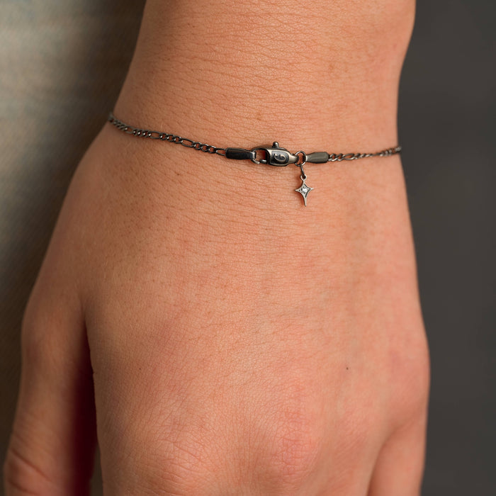 Figaro Chain Bracelet in Black - 2mm