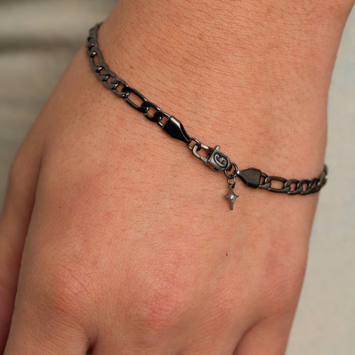 Figaro Chain Bracelet in Black - 4mm
