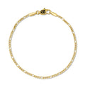 Figaro Chain Bracelet in Hollow Yellow Gold - 2mm