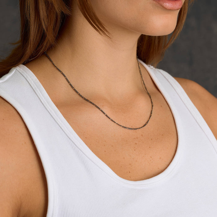 Figaro Chain Necklace in Black - 2mm