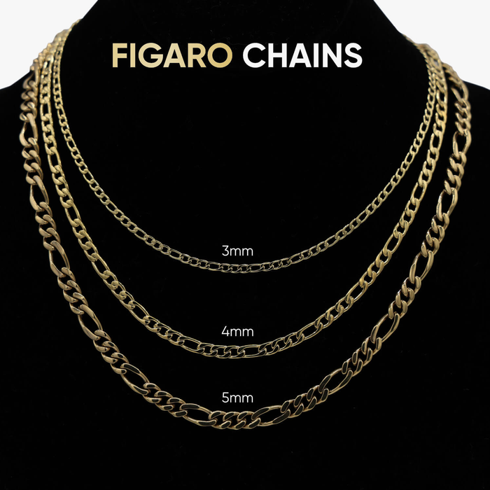 Figaro Link Necklace in White Gold - 4mm