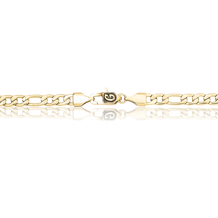 Figaro Link Necklace in Yellow Gold - 4mm