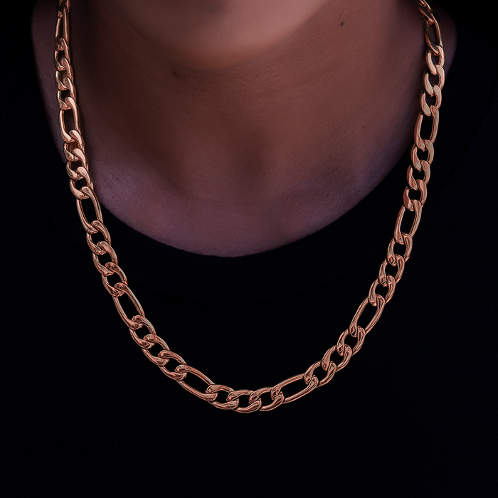 Figaro Necklace in Rose Gold- 9mm
