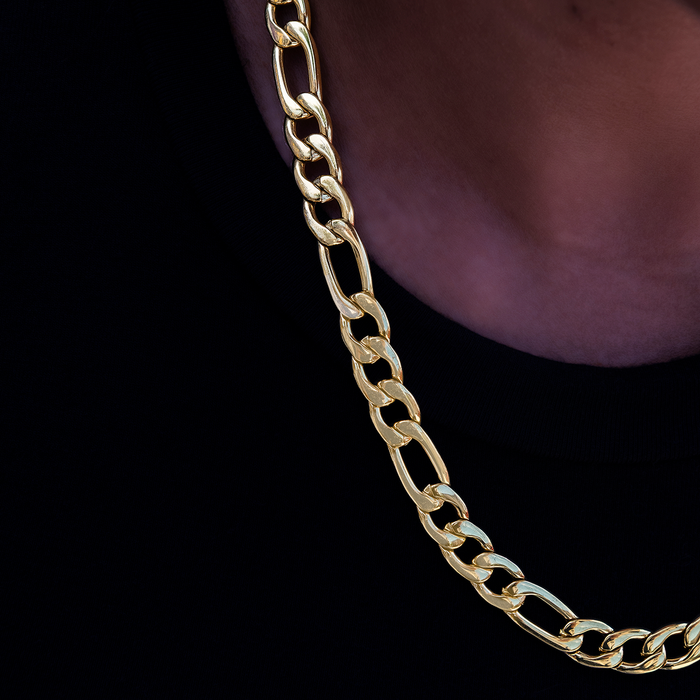 Figaro Necklace in Yellow Gold- 9mm