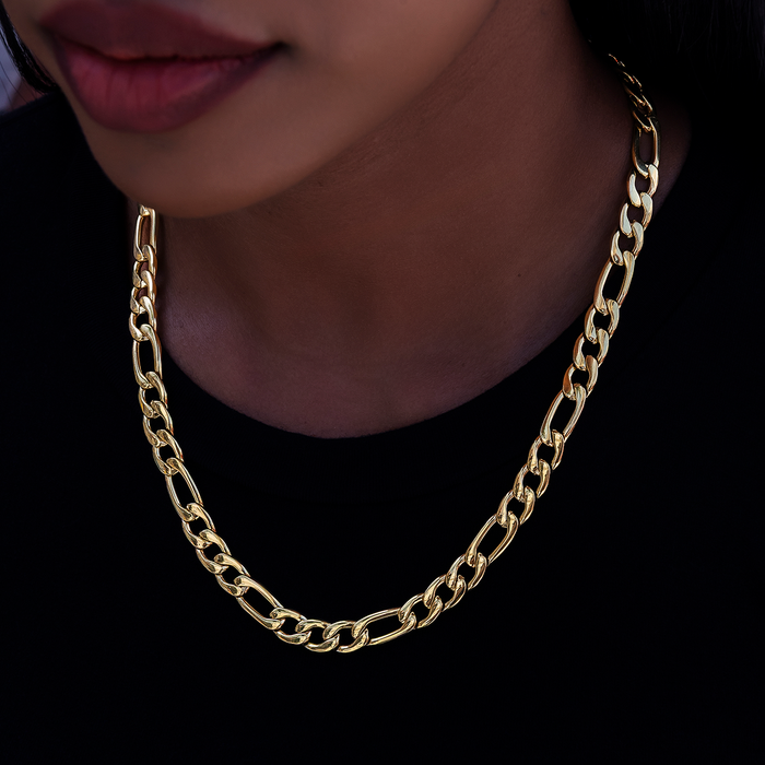 Figaro Necklace in Yellow Gold- 9mm