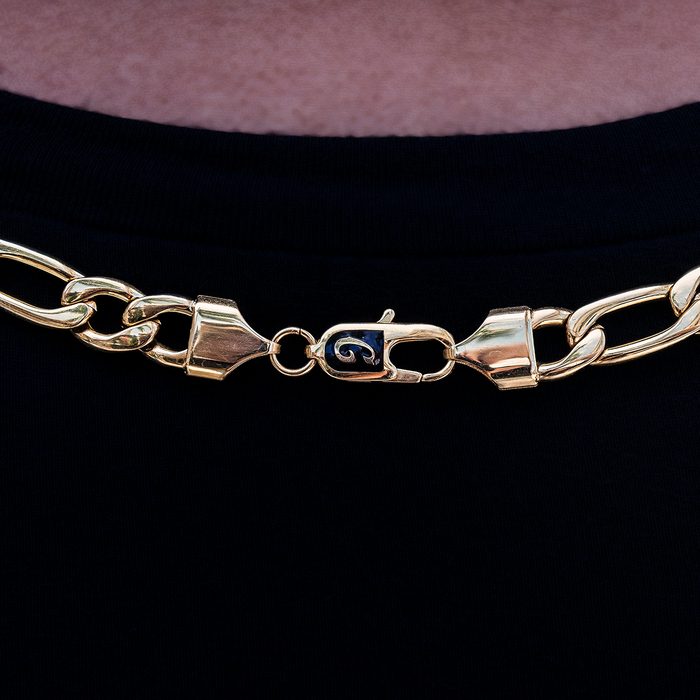 Figaro Necklace in Yellow Gold- 9mm