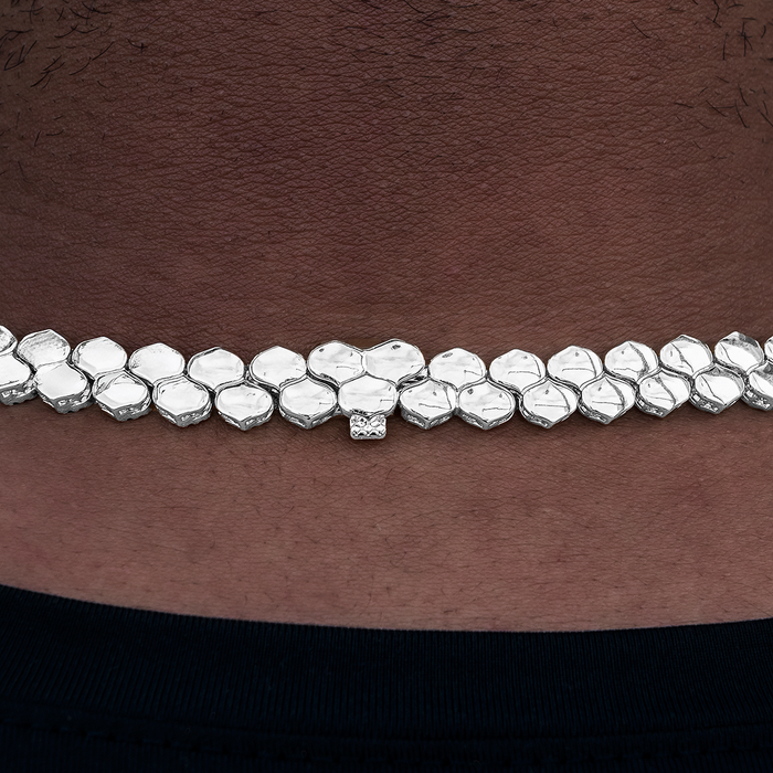 Flat Snake Link Chain in White Gold-4mm