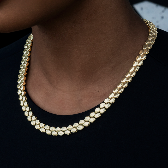 Flat Snake Link Chain in Yellow Gold -4mm