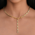 Flat Valentina Lariat Necklace in Yellow Gold