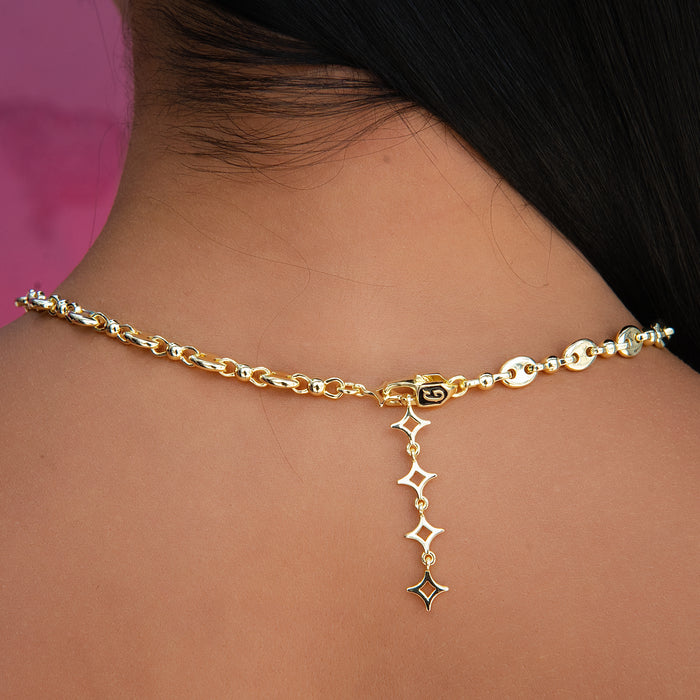 Flat Valentina Lariat Necklace in Yellow Gold