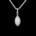 Football Clip On Pendant in White Gold