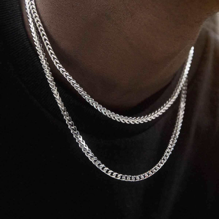 Franco Chain + Bracelet Bundle in White Gold- 3mm