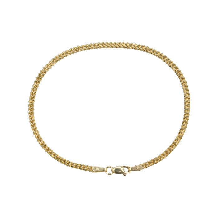 Franco Chain Bracelet in Hollow Yellow Gold - 2mm