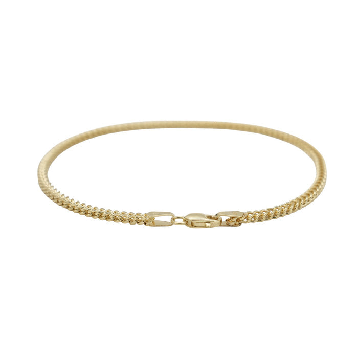 Franco Chain Bracelet in Hollow Yellow Gold - 2mm