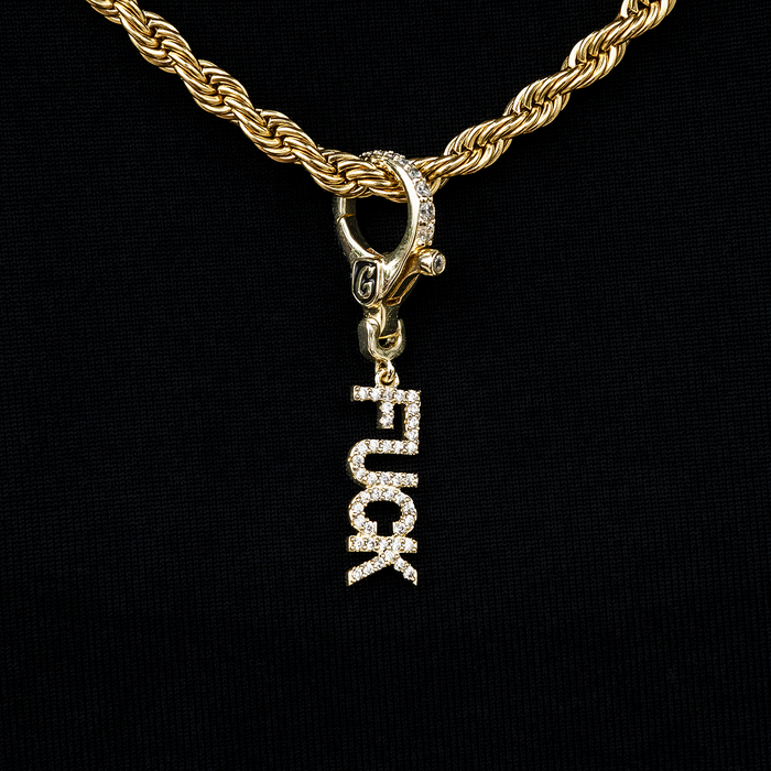 "Fuck" Clip On Charm Pendant in Yellow Gold