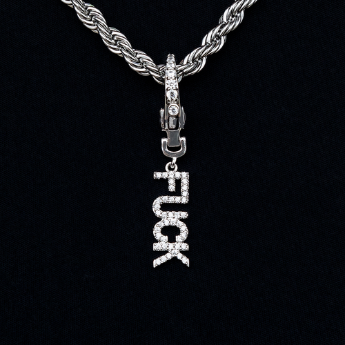 "Fuck" Clip On Pendant in White Gold