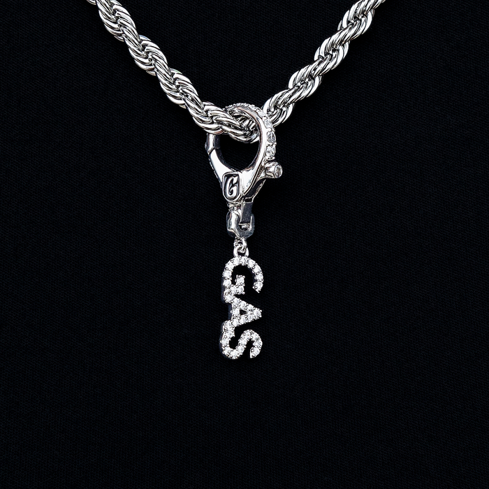 "Gas" Clip On Charm Pendant in White Gold