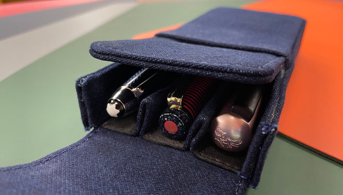 Girologio Cotton Denim Pen Case - 3 Magnet - Pen Boutique Ltd