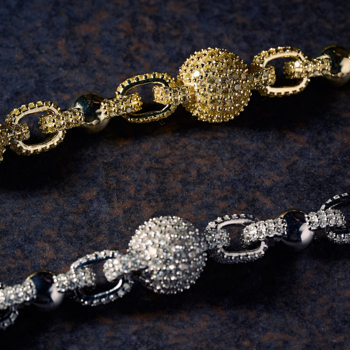 GLD X Bloody Osiris Dual Finish Ball Chain Bracelet in White and Yellow Gold