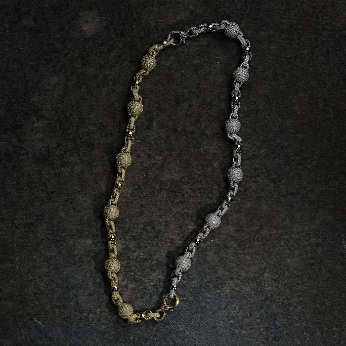 GLD X Bloody Osiris Dual Finish Ball Chain in White and Yellow Gold