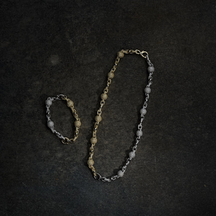 GLD X Bloody Osiris Dual Finish Ball Chain in White and Yellow Gold