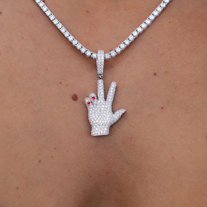 GLD X Ryan Williams Peace Sign Pendant in White Gold