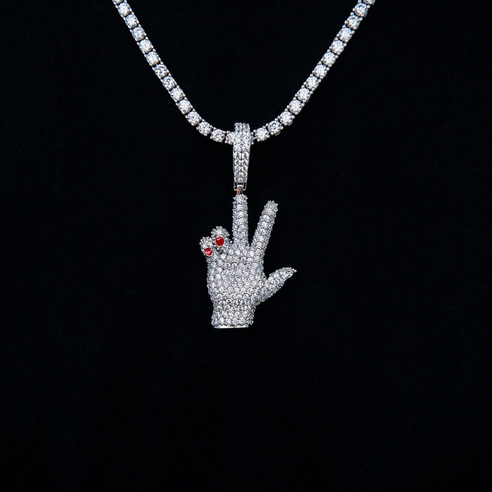 GLD X Ryan William's Peace Sign Pendant in White Gold