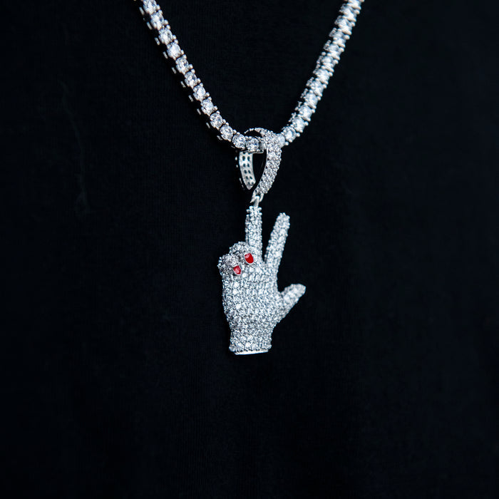 GLD X Ryan William's Peace Sign Pendant in White Gold