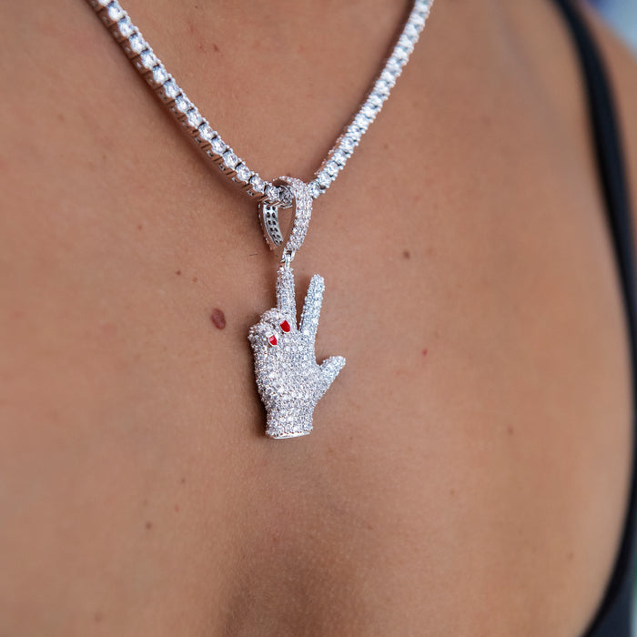 GLD X Ryan Williams Peace Sign Pendant in White Gold