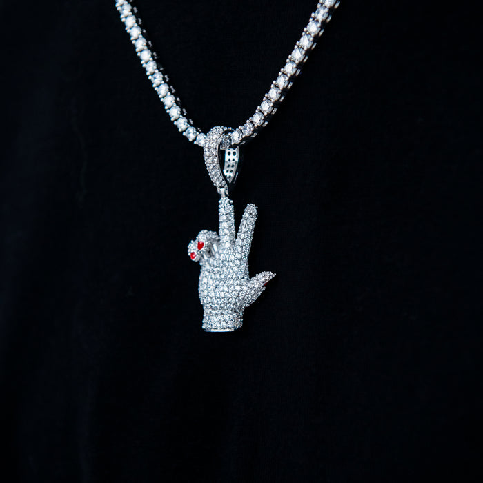 GLD X Ryan William's Peace Sign Pendant in White Gold