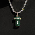 Green Bay Packers Official NFLPA Micah Parsons Green Jersey #1 Pendant in White Gold