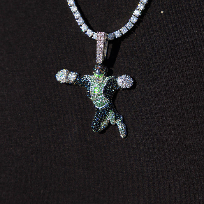 Green Lantern Body Official DC Comics Pendant in White Gold