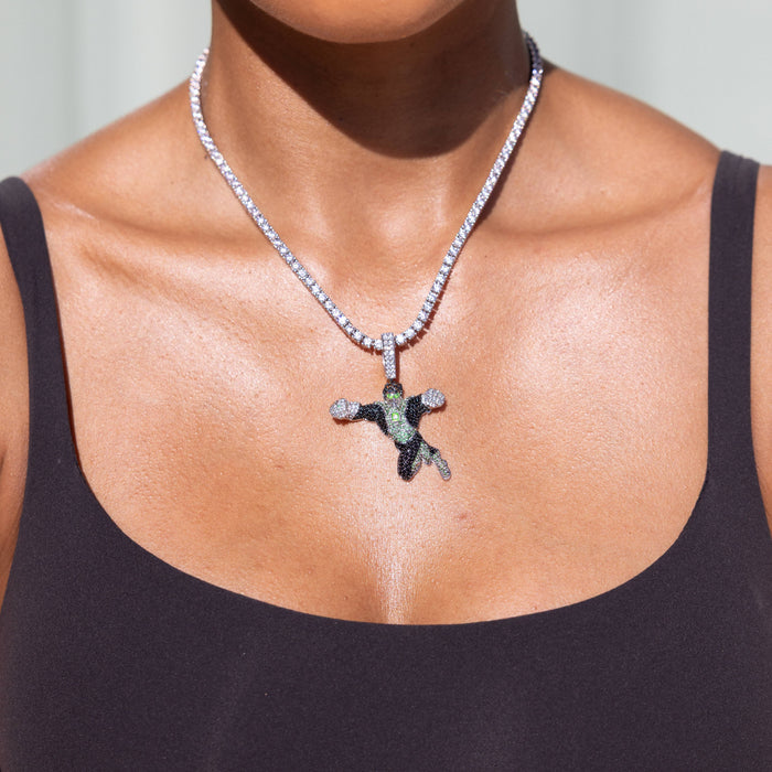Green Lantern Body Official DC Comics Pendant in White Gold
