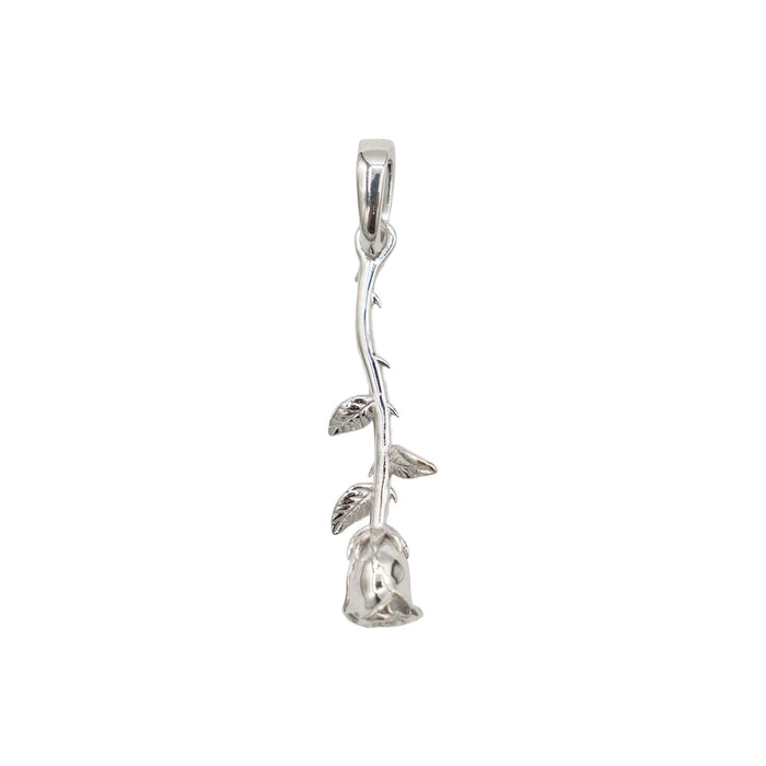 Hanging Rose Pendant in Sterling Silver