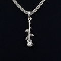 Hanging Rose Pendant in White Gold