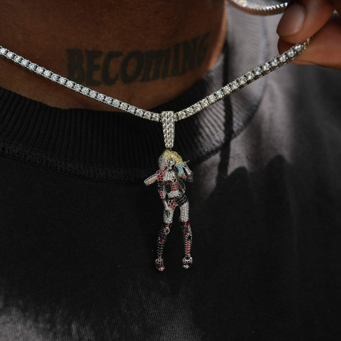 Harley Quinn Body Official DC Comics Pendant in White Gold