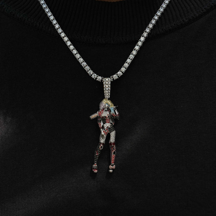 Harley Quinn Body Official DC Comics Pendant in White Gold