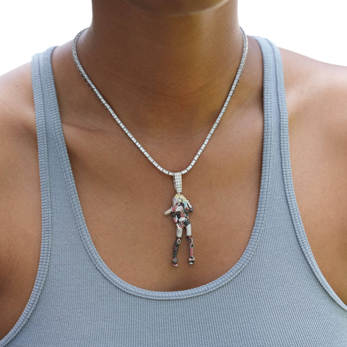 Harley Quinn Body Official DC Comics Pendant in White Gold