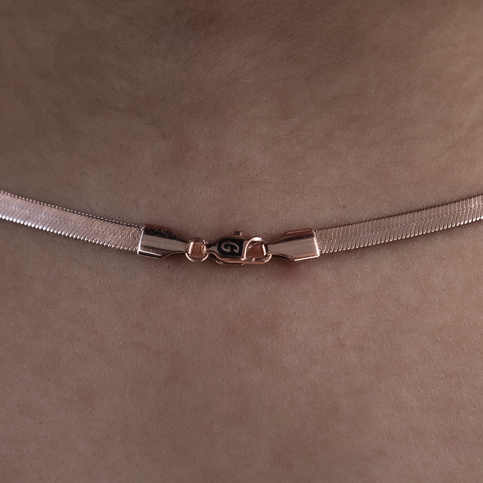 Herringbone Necklace in Rose Gold- 4mm