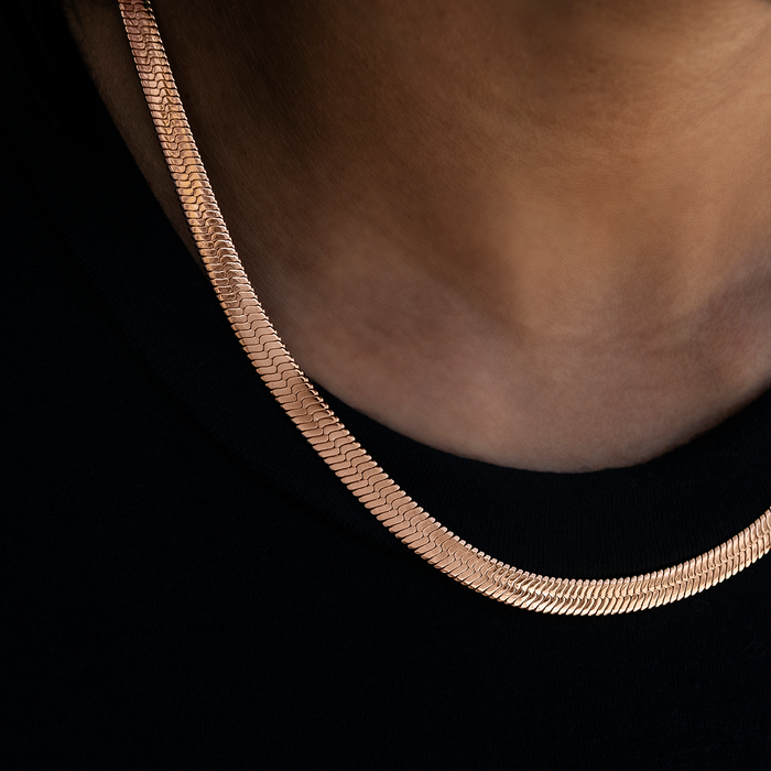 Herringbone Necklace in Rose Gold- 6mm