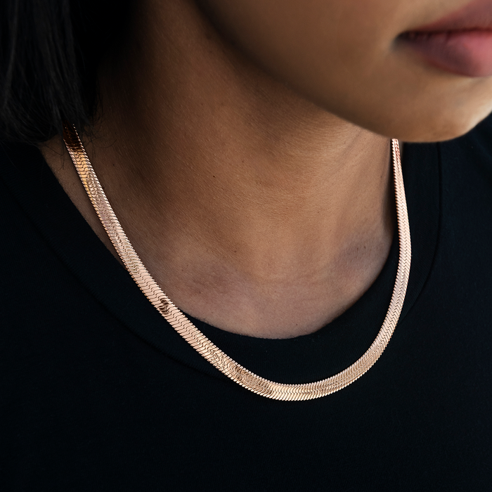 Herringbone Necklace in Rose Gold- 6mm