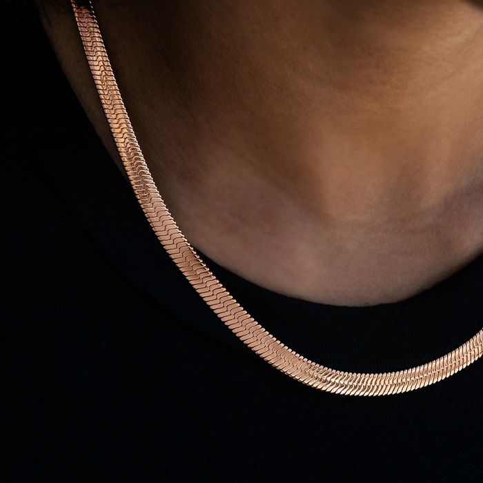 Herringbone Necklace in Rose Gold- 8mm