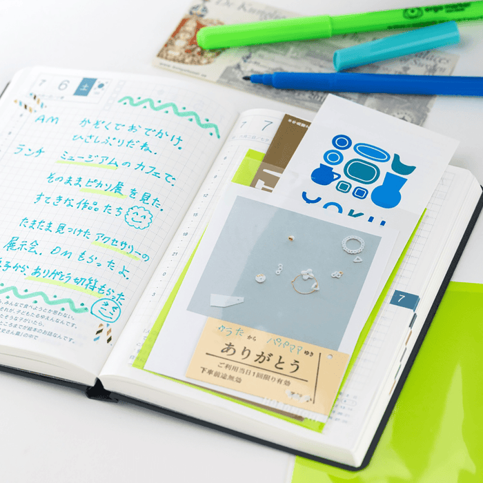 Hobonichi Add - on Pocket - Lime Green - Ticket - Pen Boutique Ltd