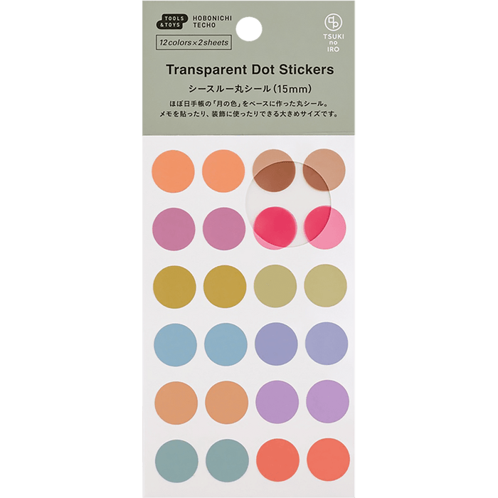 Hobonichi Transparent Dot Stickers - TSUKI no IRO (15mm) - Pen Boutique Ltd