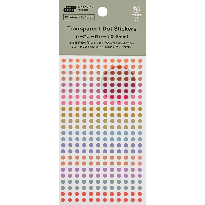 Hobonichi Transparent Dot Stickers - TSUKI no IRO (3.5mm) - Pen Boutique Ltd