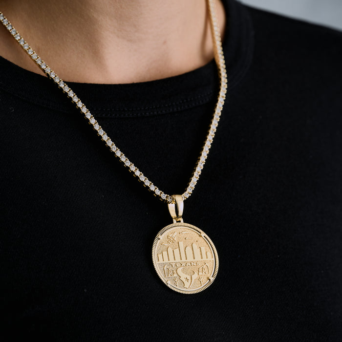 Houston Texans Official NFL Coin Pendant in Yellow Gold