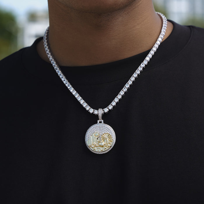 Iced Atlanta Pendant in White Gold