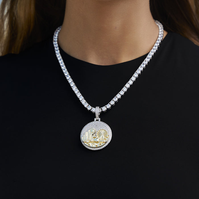 Iced Atlanta Pendant in White Gold