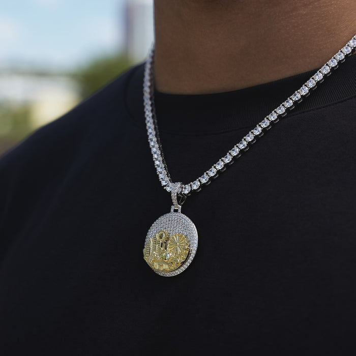 Iced Atlanta Pendant in White Gold